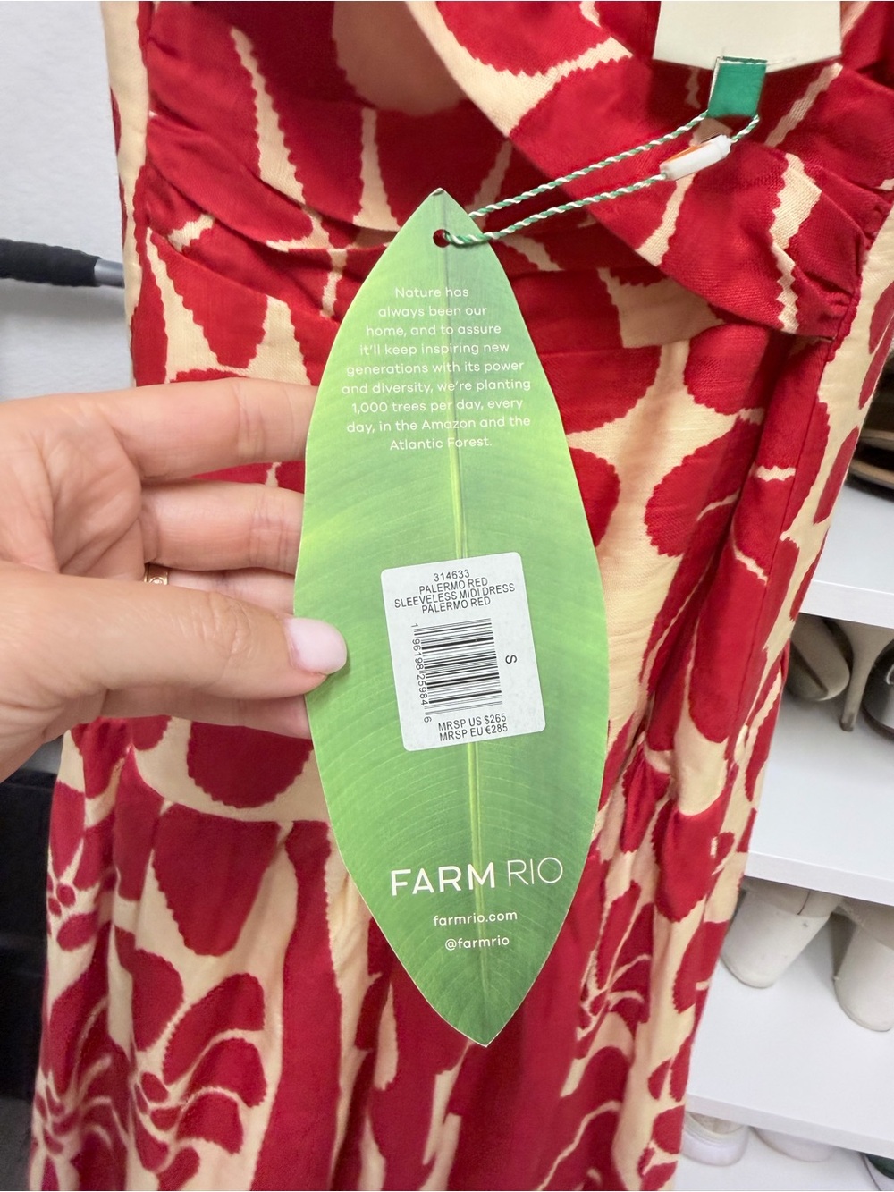 FARM Rio Red and Cream Floral Maxi Dress with Braided Straps - Picture 3 of 3